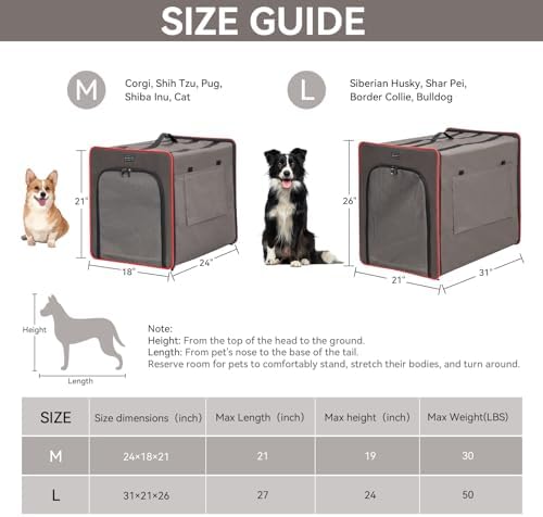 PETSFIT Portable Dog Crate, Collapsible Dog Crate - 24 Inch with Thicken Mat, Easy to Fold, Sturdy and Portable, Perfect for Traveling, Soft Dog Kennel Army Green