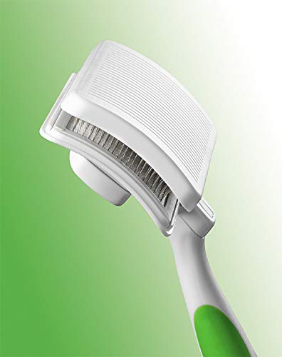 Andis 40160 Self-Cleaning Animal Slicker Brush - Grooming Brush for Pet Deshedding Fur - Reduces Shedding Up to 90%, Removes Tangles, Dirt & Loose Hair - Ideal Gift for Pet Lovers – White,Silver