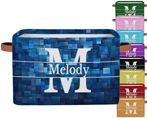Custom Initial Letter Storage Basket, Dark Blue Geometric Books Shelf