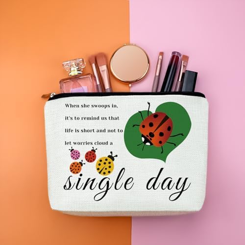Ladybug Lover Gift Ladybug Makeup Bag Good Luck Ladybugs Gift for Women Inspirational Friendship Gift for Friends Lady Bug Cosmetic Bag Birthday Christmas Gift for Girls Daughter Travel Toiletry Pouch