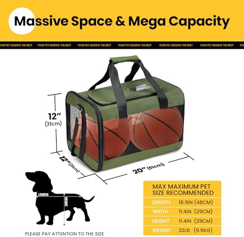 Conlun Dog Carrier Soft Sided, Large Cat Carrier with Inner Safety Leash, Pet Transport Carrier for Large Cats and Medium Dogs up to 20 Lbs, Collapsible Travel Puppy Carrier Bag -Green L | with Inner Safety Leash, Pet Transport Carrier for Large Cats a...