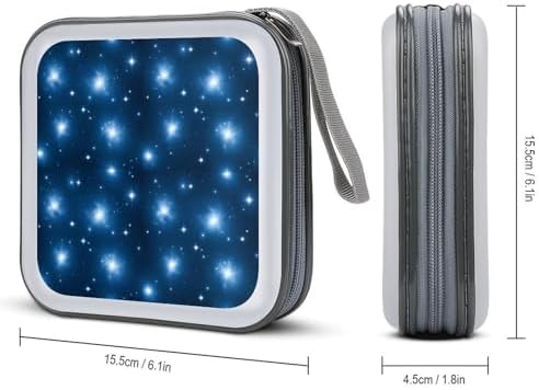 Portable 40-Capacity DVD Storage Binder Space Galaxy, Hard Case CD Holder with Zipper, Organizer for Music Movies Game Discs