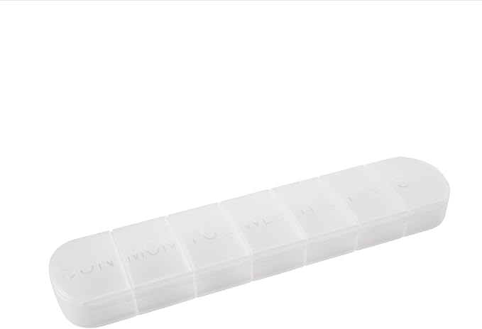 Weekly Pill Organizer, Daily Large 7 Day Vitamin Case Reminder | Matte White, Medicine Box, AM PM Capsules Dispenser Container for Medication, Nutritional Supplement, Fish Oil, Tablets, Gla