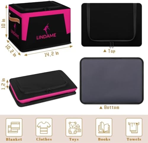 Custom Storage Basket with Zipper Lid, Ballet Foldable Fabric Storage Boxes Decorative Closet Shelves Clothes Organizer Container Cubes with Handle 1PCS