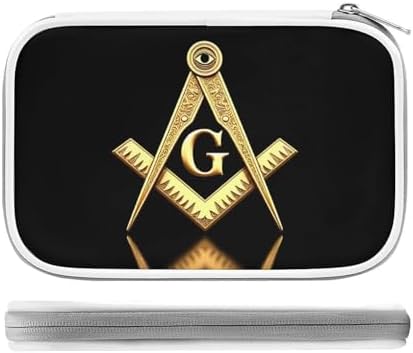 Simple Thin Pencil Case Waterproof And Portable Unisex Perfect Organizer Box Gold Freemason Freemasonry Masonic