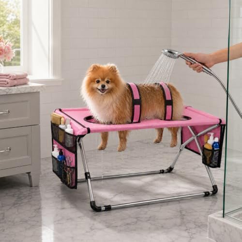2026 Upgraded Detachable Pet Grooming Hammock for Small Dogs & Cats 44 LBS | Stainless Steel Stand Pet Grooming Sling, 8‑Hole Adjustable Dog Cat Grooming Harness for Pet Nail Trimming, Bathing, Care