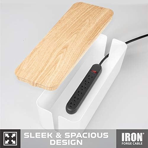 Iron Forge Cable Cable Management Box, 2 Pack - White with Wood Top