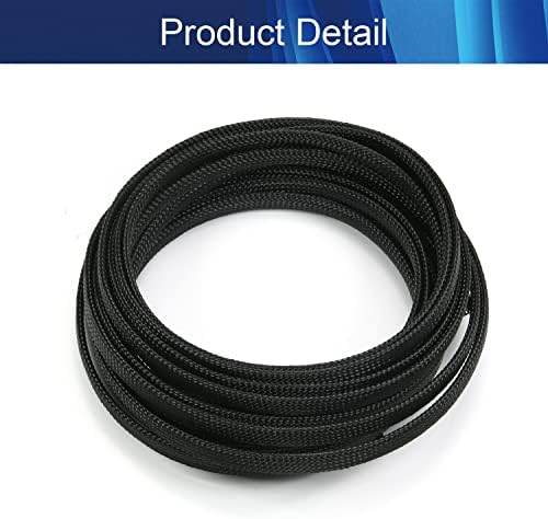 Jutagoss PET Expandable Braided Cable Sleeve, 16.4ft - 5/16 inch Black Cable Management Sleeve, Wire Loom Tube Cord Protector for USB Cable, Power Cord, Audio Video and More, 1Pc