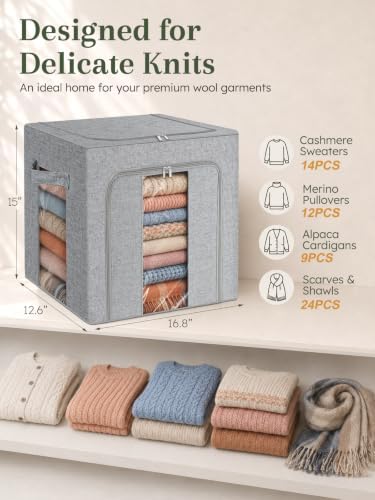 Rigid-Structured Cashmere Sweater Storage Box, Gray