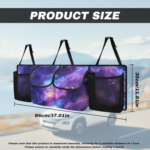 Starry Sky Hanging Trunk Organizer Car Back Seat Storage with 4 Large Pockets Foldable Automotive Interior Accessories for Sedans MPV SUV Jeep Trucks Van