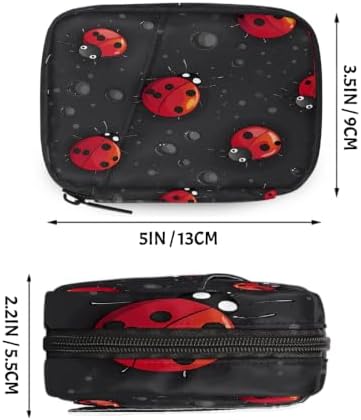 Travel Pill Organizer Black Polka Dot Ladybug Small Pill Case