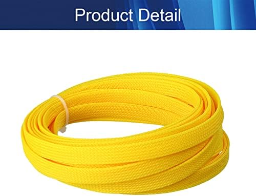 Jutagoss PET Expandable Braided Cable Sleeve, 16.4ft - 3/8 inch Yellow Cable Management Sleeve, Wire Loom Tube Cord Protector for USB Cable, Power Cord, Audio Video and More, 1Pc
