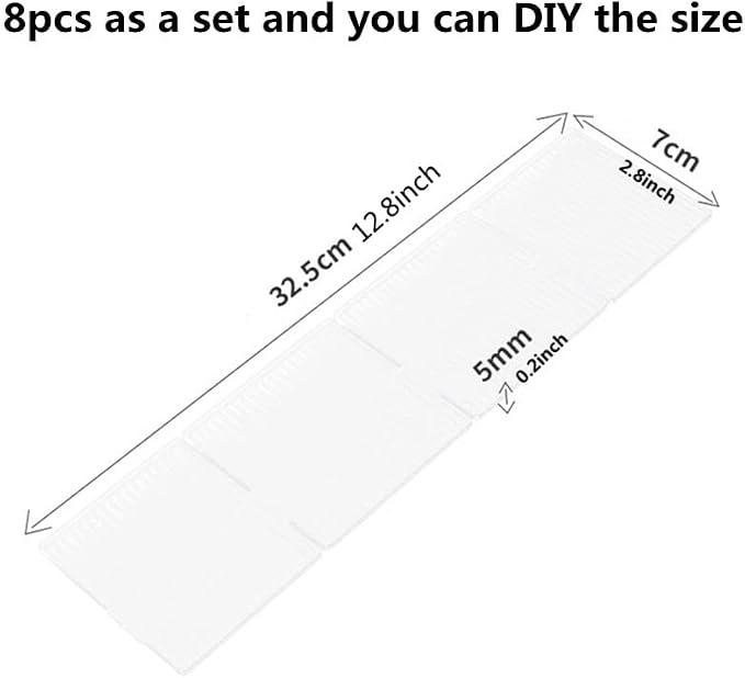 8pcs DIY Plastic Drawer Organizer Adjustable Drawer Dividers for Home Tidy Closet, Socks, Underwear, office school supplies, kitchen utensil tools (Clear White)
