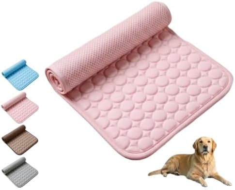 Pet Cooling Mat, ICY nap Dog mat, Portable Washable Ice Silk Cooling Pad for Dogs Cats, Breathable Foldable Mat for Large Small Dogs, Summer Cool Mat for Kennel Floor Car Sofa(Pink,XX-Large)