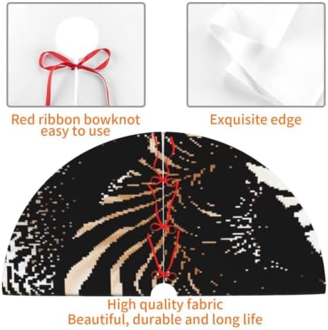 Christmas Tree Skirt, Soft Polyester Xmas Tree Skirts with Ribbon Ties, Rustic Farmhouse Holiday Party Decorations Ink Brush Strokes Pattern in Doodle Grunge Texture Style 36"