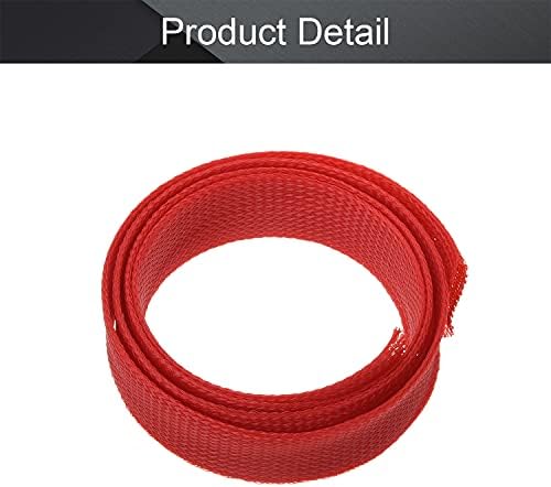 Othmro 1m/3.28ft PET Expandable Braid Cable Sleeving Flexible Wire Mesh Sleeve Red,for Power Cord Audio Video Cables Protecting from Pets Chewing