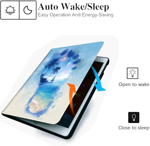 for Microsoft Surface Pro X/Pro X Plus-13 2019/2020/2021/2024 Tablet Case,Auto Wake/Sleep,Adjustable Stand Protective Cover - Star Beach Footprint