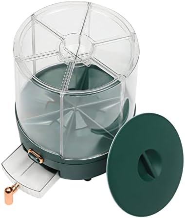 360° Rotating 6 Grid Rice & Cereal Dispenser, Dry Grain Storage Organizer | Rice Storage Container with Independent Drawer and Lid, Dry Food Dispenser for Store Rice&Various Beans, 14.33lbs Capacity