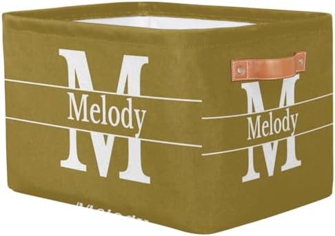 Personalized Name Letter Storage Basket, Olive Canvas Storage Bins