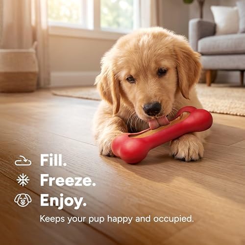 GoSports Pets PupsCream Frozen Dog Treat Holder - Dog Enrichment Fill and Freeze Bone Station - Helps Keep Dogs Busy