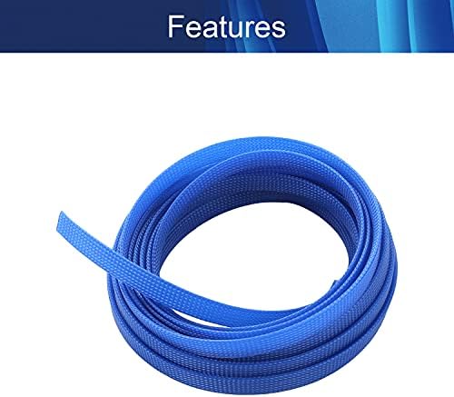 Jutagoss PET Expandable Braided Cable Sleeve, 16.4ft - 1/2 inch Blue Cable Management Sleeve, Wire Loom Tube Cord Protector for USB Cable, Power Cord, Audio Video and More, 1Pc