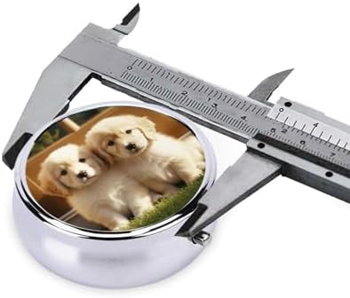 Pill Box 3 Compartment Medicine Pill Case for Pocket or Purse Mini Metal Pillcase Cute Dog Pill Holder Vitamin Organizer Portable Travel Pills Container to Hold Supplements Vitamins