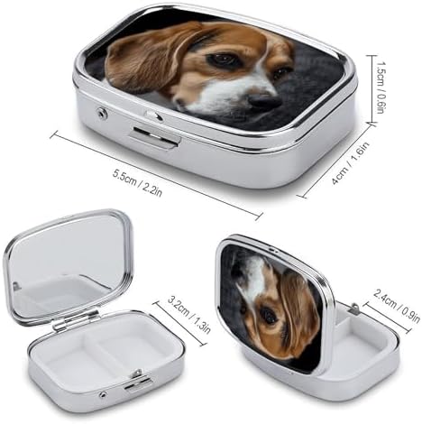 Travel Ovely Pet Dog Beagle Pill Case 2 Compartments Small Pill Organizer for Fish Oil Vitamin Supplement Portable Daily Pill Box for Pocket Purse Medicine Storage