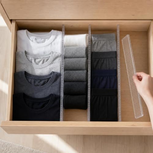 Drawer Divider, Cuttable PET Organizer | Flexible Layouts, Cuttable Drawer Insert, Clothing Organization, For Apartment Dwellers