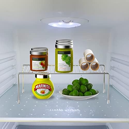 Redrubbit 2 Pack Large (15.7 x 9. 4 Inch) Cabinet Storage Shelf Rack, Rustproof Kitchen Counter and Cabinet Shelf, Storage Rack Organizer for Kitchen, Fridge, Cabinet, Bathroom, Chrome