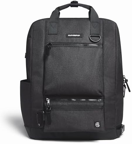 Cleverpup Porter 2-in-1 Dog Gear Travel Backpack - 10 Pockets, Graphite