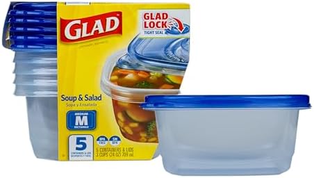 Glad GladWare Medium Rectangle Food Storage Containers, 24 Oz, 5 Count, 24 oz (Pack of 6)