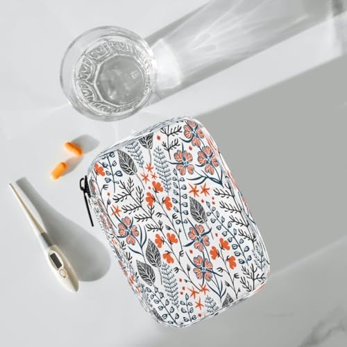 Pill Organizer Box Bohemian Herbs Flowers 7-Day Weekly Medicine Pill Case Travel Pill Container Portable Pill Holder Storage Purse Bag Small Compact Size for Vitamin Supplement Birth Control