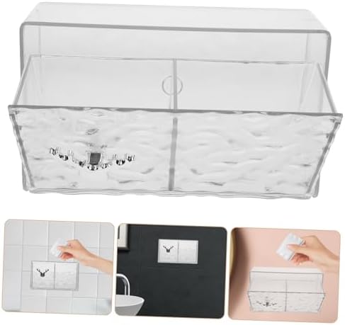 PartyKindom Makeup Organizer Wall Storage Box Durable Cotton Pad Holder with Lid for Easy Access Capacity for Daily Use Sturdy Pet Material for Bathroom Vanity Storage