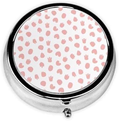 Pocket Pill Box, Waterproof Round Dispenser, Portable Mini Case for Supplements, Daily Use Organizer for Active Lifestyles, Cute Pink Cow Print