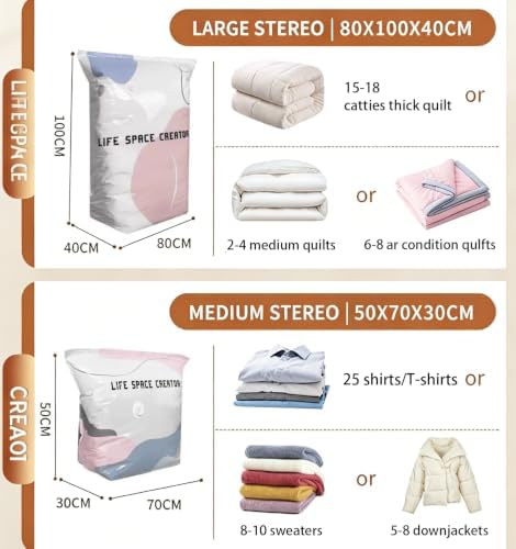 No-Pump Vacuum Storage Bags, 3D Vacuum Storage Bags Without Pump, Reusable Vacuum Bags for Clothing, Quilts & Travel (L-2PCS)