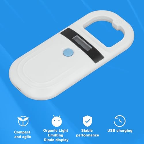Pet Microchip Reader Scanner Animal Tag Reader, Portable Animal Chip ID Reader 134.2KHz 128 Records Data Storage Animal Chip Scanner for Pet Livestock Wildlife 5V