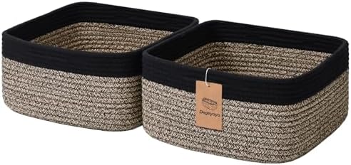 Storage Baskets for Shelves, 2 Pack Shallow Basket