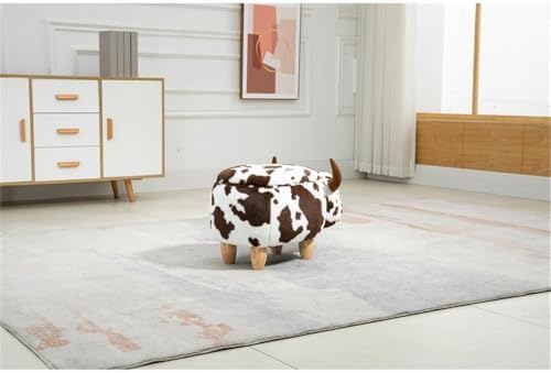 Home 2 Office Cow Ottoman for Kids' Bedroom, Playroom, Nursery, and Living Room, Animal Ottoman with Storage, Footstool for Kids, Brown Cow Print