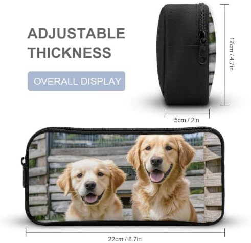 Retriever Dogs Puppies Pets Pencil Case Large Capacity Pencil Pouch | Portable Pencil Bag Zipper Pouch Small Makeup Bag for Women, Durable Aesthetic Pencil Cases for Office Supplies Organizer