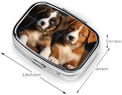 Pill Box Small Pill Case 2 Compartment Cute Medicine Organizer Puppies Dogs Pets Animals Travel Pillbox Portable Pill Container Holder Vitamin Organizer to Hold Fish Oils Supplements