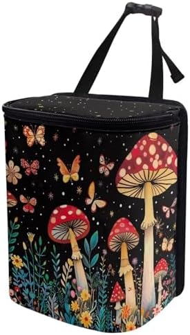 Butterfly Mushroom Car Trash Can with Lid car Accessories Leak Proof Car Trash Bag Hanging Car Garbage Can Multipurpose Storage Container for Back Seat Road Trip