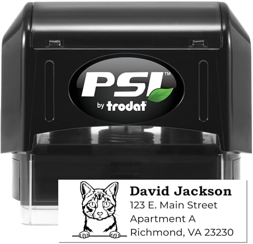 Personalized Ojos Azules Cat Address Stamp for Christmas Cards & Holiday Mail | Handcrafted Custom Return Mailing Stamp for Letters, Envelopes & Packages | Self-Inking Rubber Stamper with Cat Design