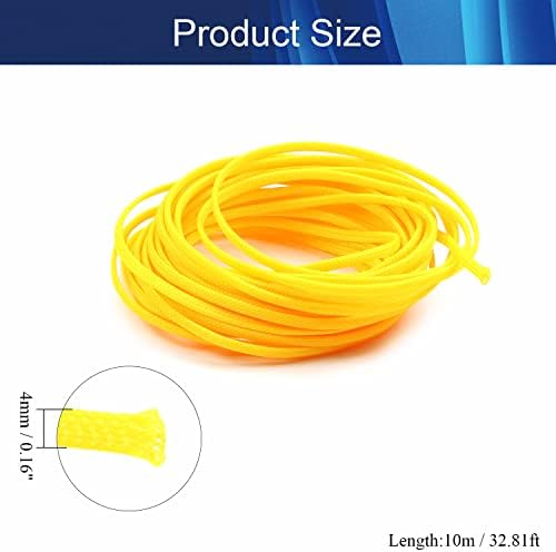 Jutagoss PET Expandable Braided Cable Sleeve, 32.8ft - 3/16 inch Yellow Cable Management Sleeve, Wire Loom Tube Cord Protector for USB Cable, Power Cord, Audio Video and More, 1Pc