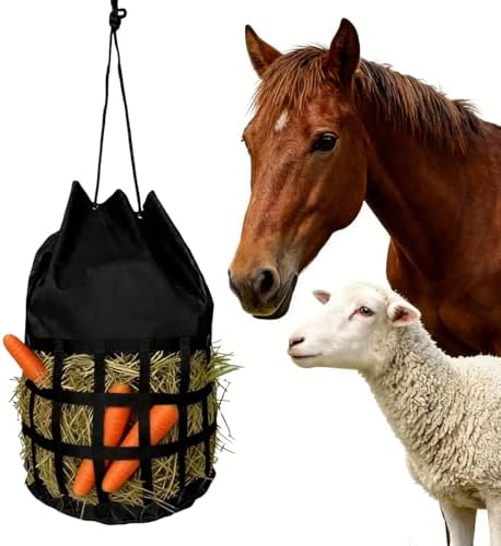 Large Slow Feed Hay Bag for Horses,Goats&Donkeys(Black)