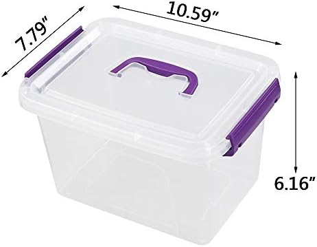 Farmoon 6 Quart Small Lidded Storage Bin, 6 Packs Latching Box Cotainer