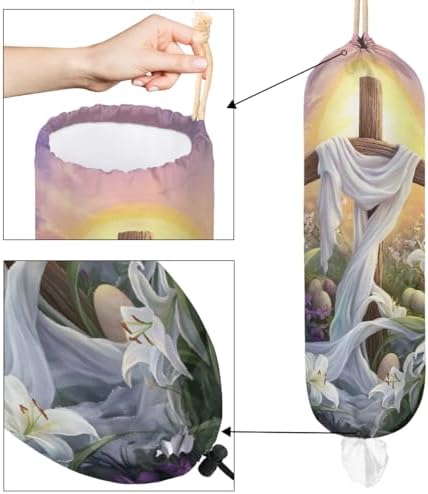 Pardick Plastic Bag Holder, Easter Egg Cross Grocery Bag Holder for Shopping Bags, Wall Mount Plastic Bag Storage Organizer Dispenser, Storage Holder for Home Kitchen Camper,A-2