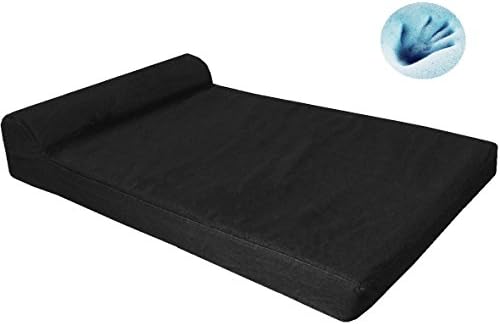 Dogbed4less Premium HeadRest Orthopedic Gel Memory Foam Dog Bed for Extra Large Dogs, Waterproof Lining and Washable Black Canvas Cover, Jumbo 55"X47"