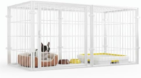 48 Inch Puppy Playpen Easy Assemble Dogs Cage Kennels (Black) (White) | 48 Inch Heavy Duty Wire Puppy Playpen; Foldable Design; Top Cover; Easy Assembly