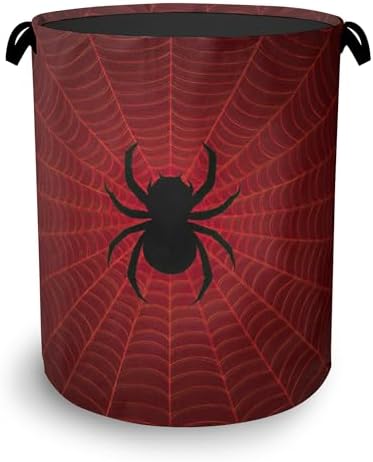 Halloween Spider Web Laundry Hamper,Dirty Clothes Laundry Basket with Handles Waterproof Oxford Cloth Storage Basket for College Dorms Bathroom Bedroom 16" x 20.8"