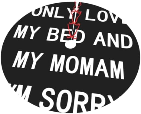Christmas Tree Skirt, Soft Polyester Xmas Tree Skirts with Ribbon Ties, Rustic Farmhouse Holiday Party Decorations I Only Love My Bed and My Momma 30"